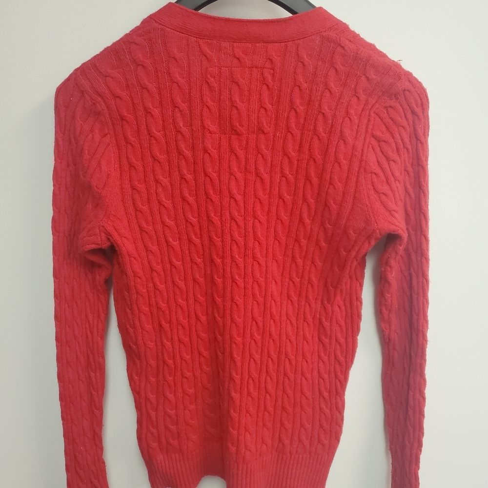 Abercrombie and Fitch red cable button down cardigan - Picture 2 of 7